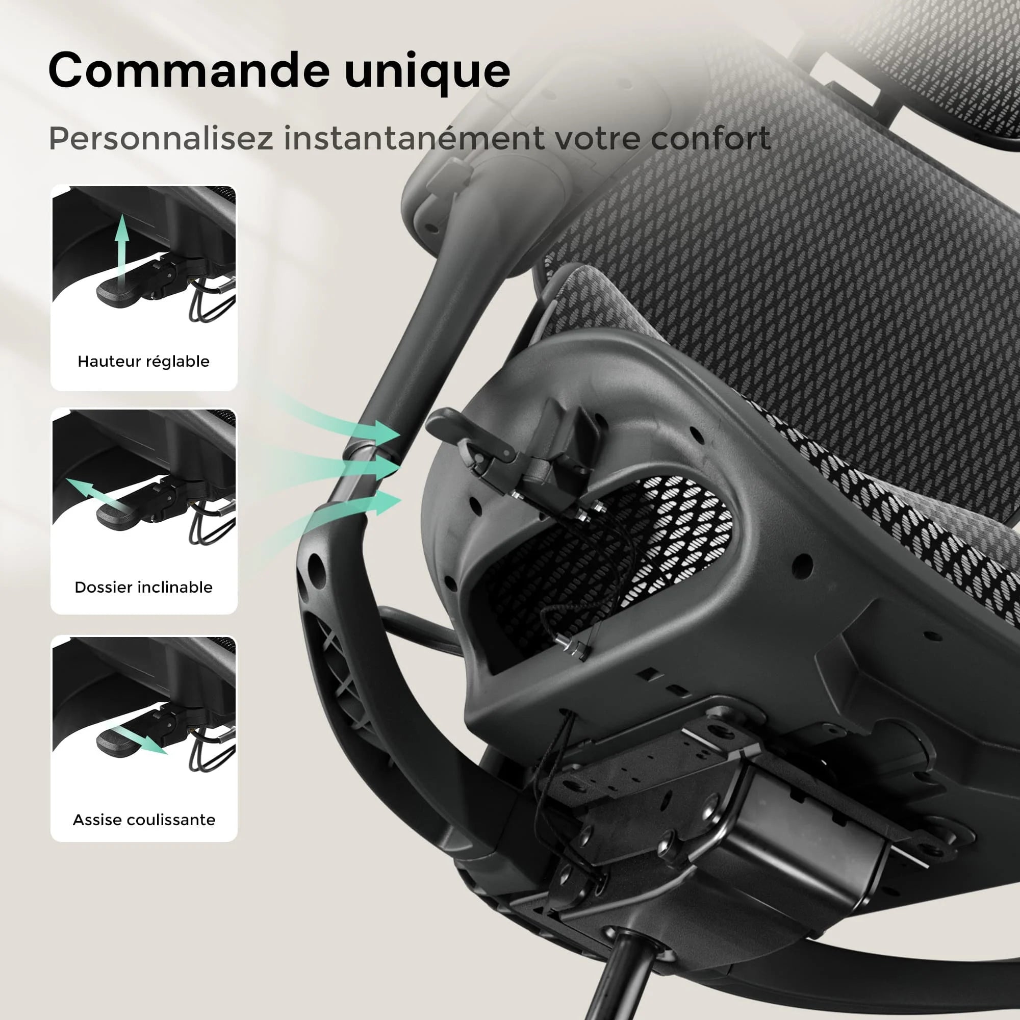 S9 Pro Chaise de bureau ergonomique avec réglage One-Touch