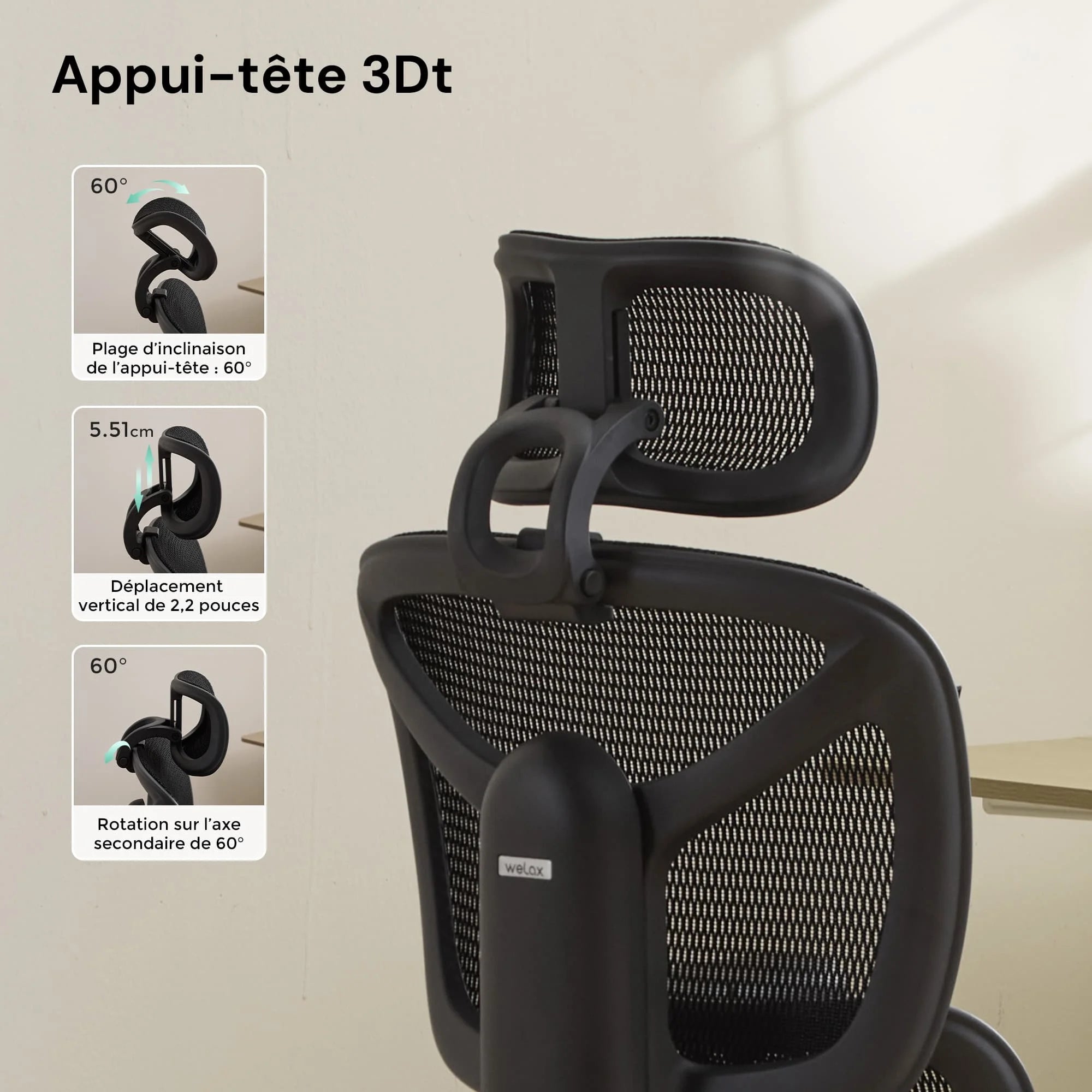 S9 Pro Chaise de bureau ergonomique avec réglage One-Touch