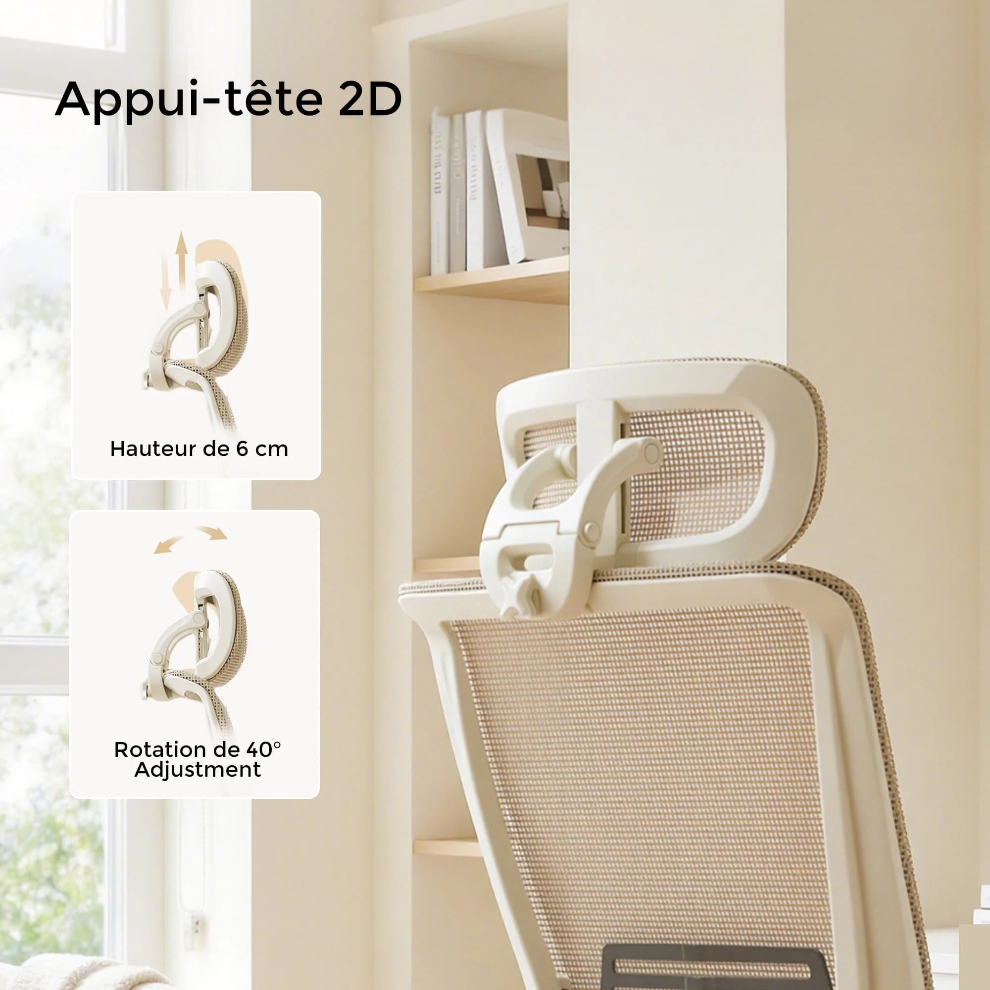 S4 Chaise de bureau ergonomique avec dossier rabattable