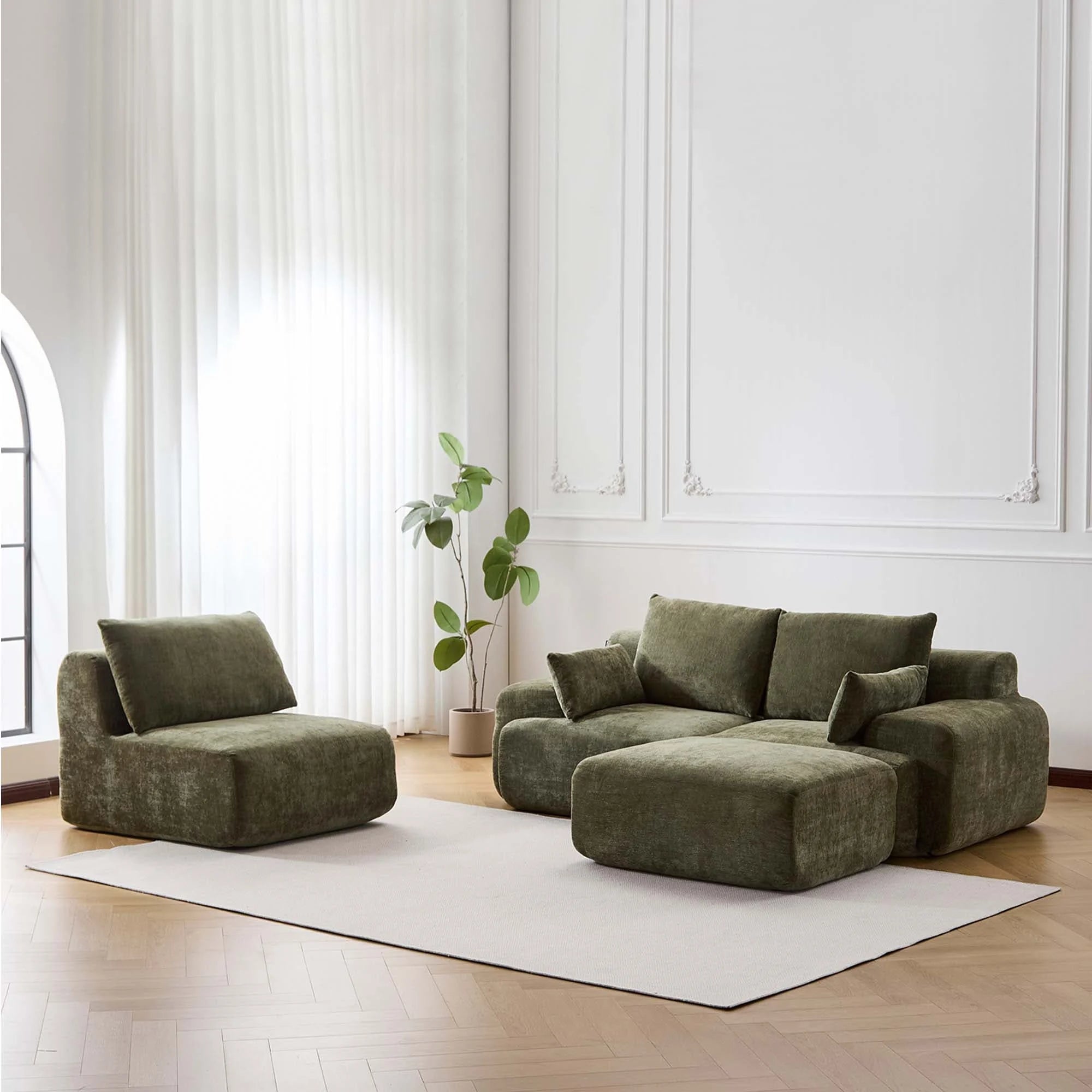Zeus Canapé Sectionnel Compressé avec Pouf