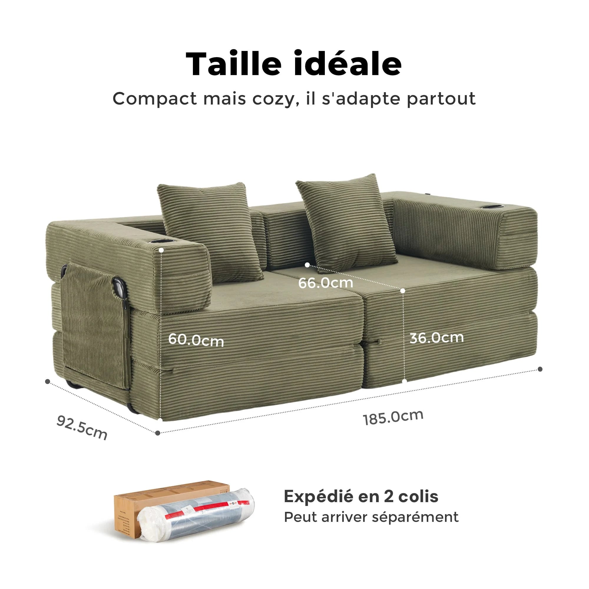 Atlas Canapé Modulable Compressé Deux Places