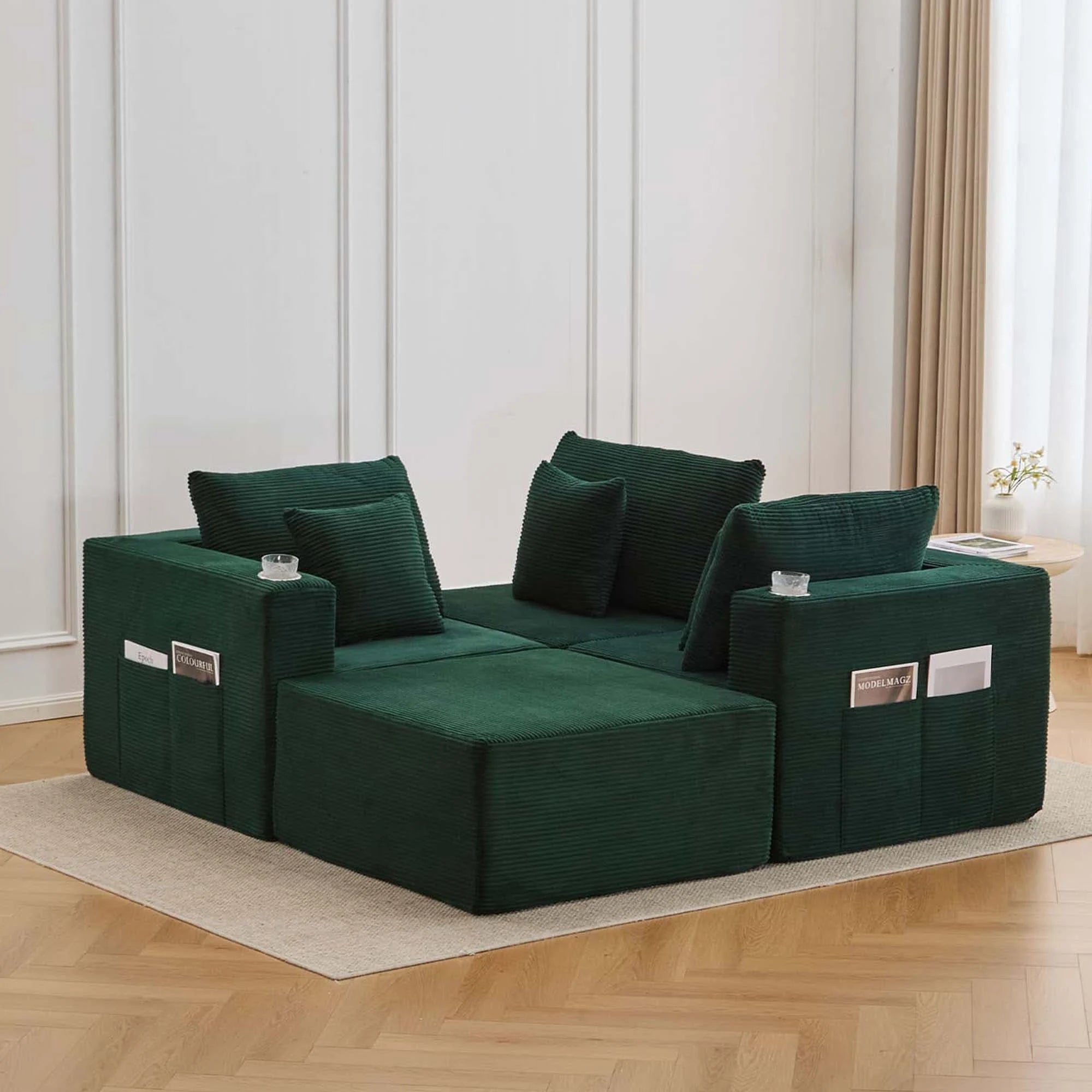 Hestia Canapé modulaire compressé avec rangements et porte-gobelets
