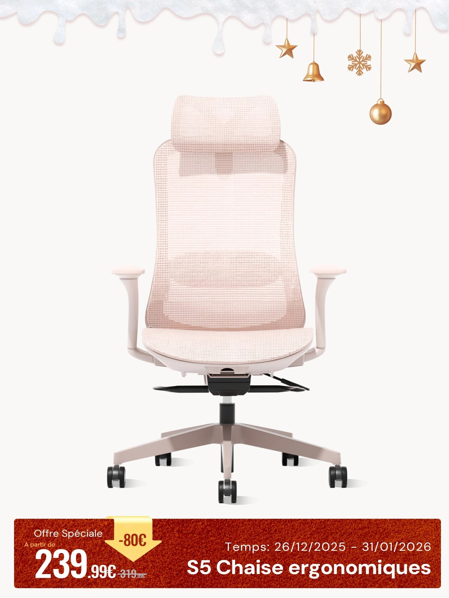 S5 Chaise de bureau au design arqué et épuré