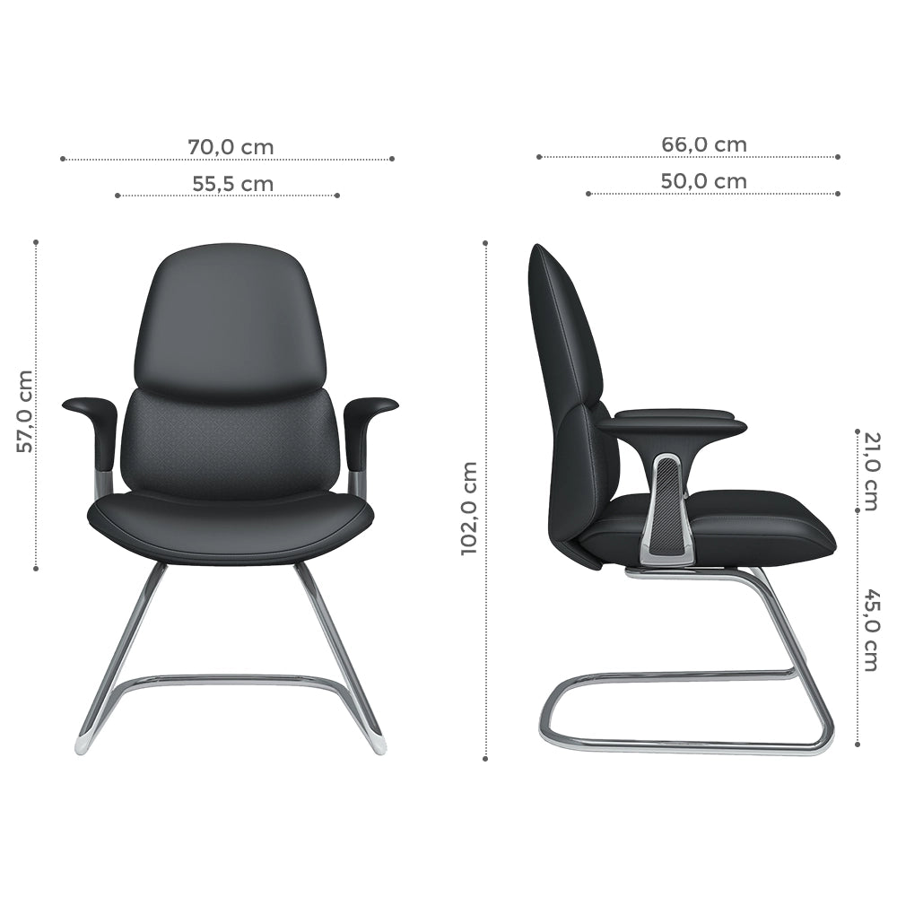 Nyla Chaise Freischwinger en Cuir avec Réglage Facile
