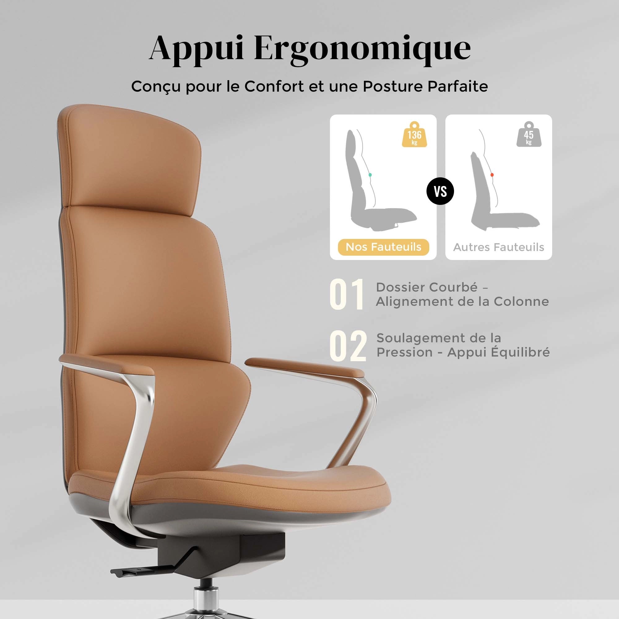 Nolan Chaise en Cuir avec Design Classique