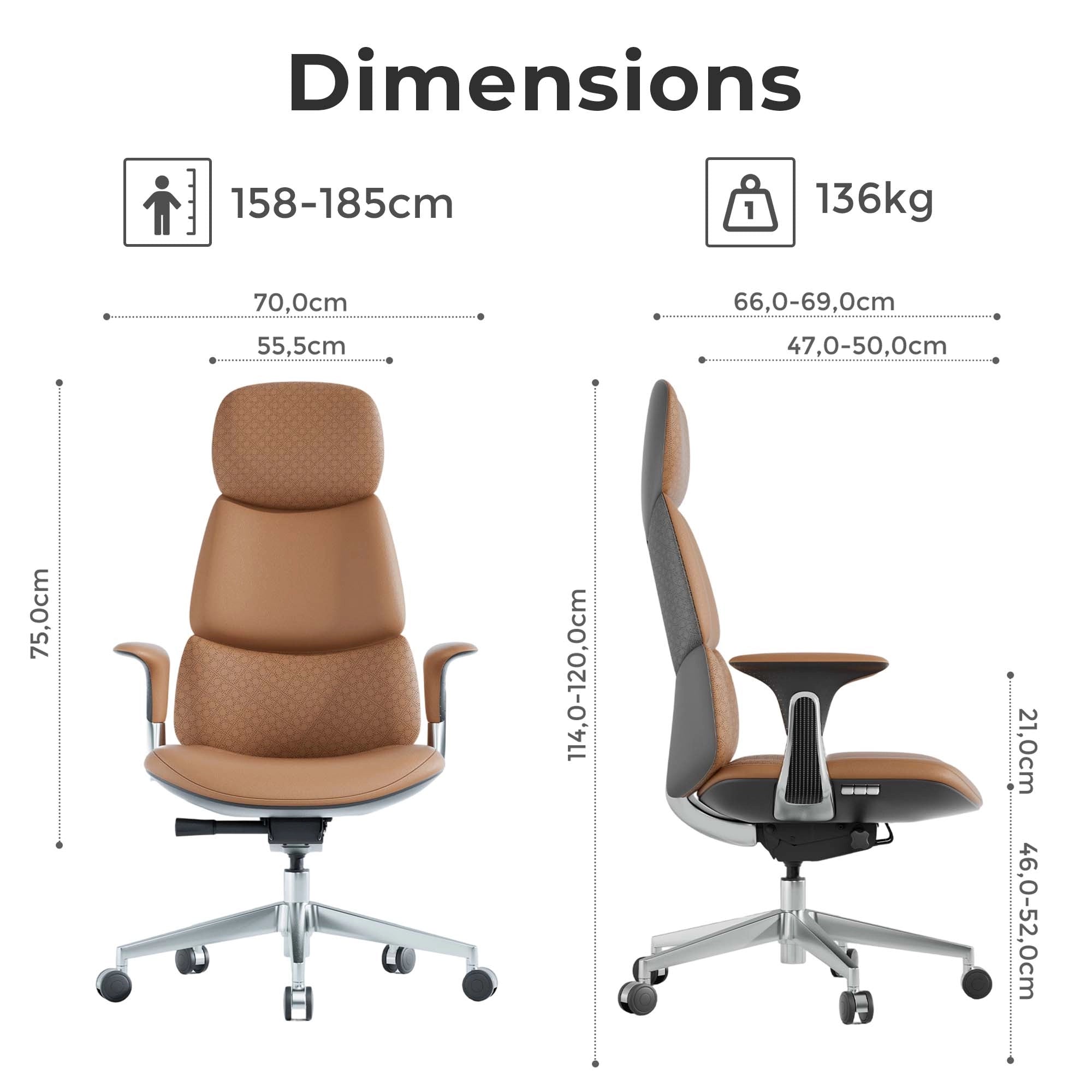 Nyla Chaise en Cuir avec Réglage Facile