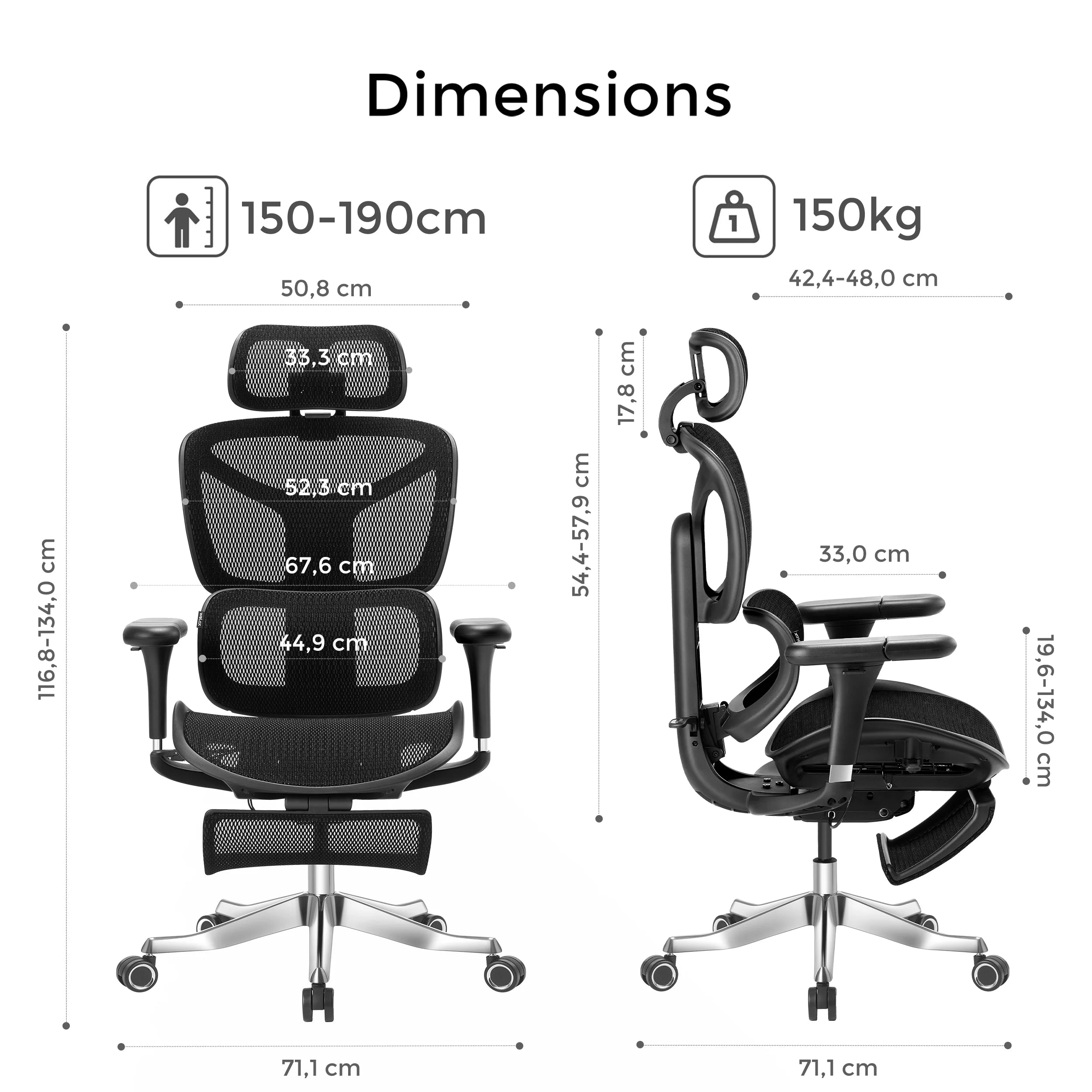 S9 Pro Chaise de bureau ergonomique avec réglage One-Touch