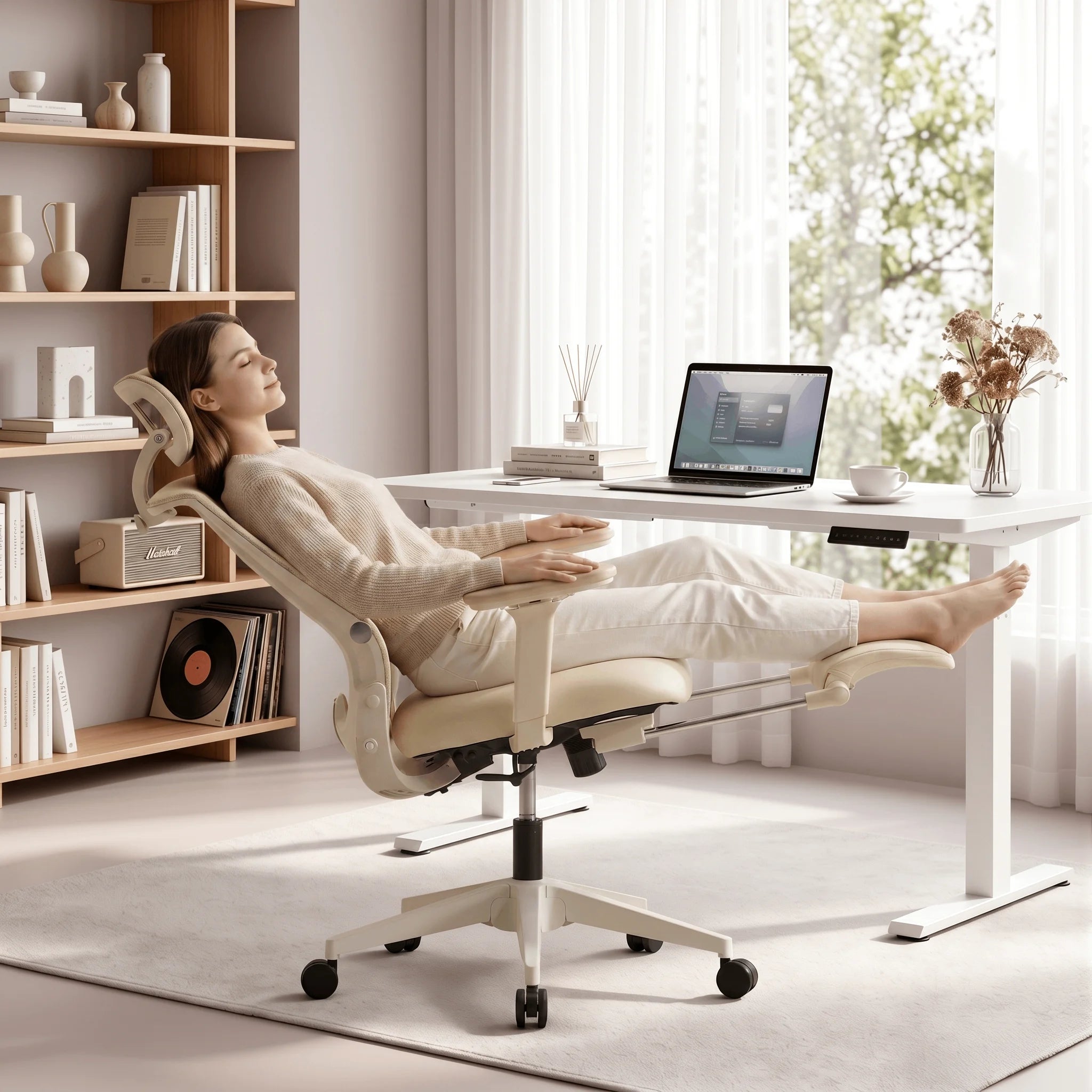 S4 Chaise de bureau ergonomique avec dossier rabattable
