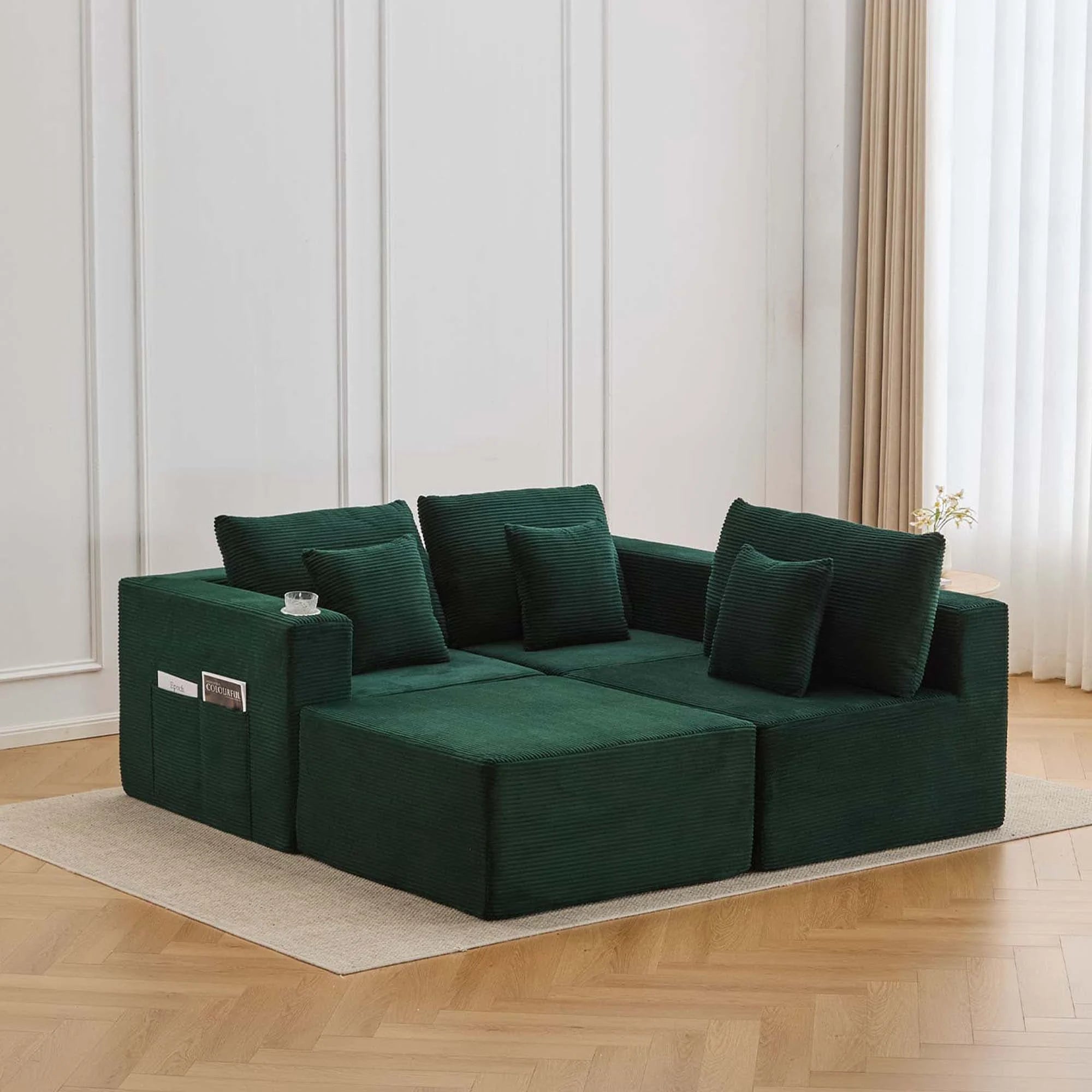 Hestia Canapé modulaire compressé avec rangements et porte-gobelets