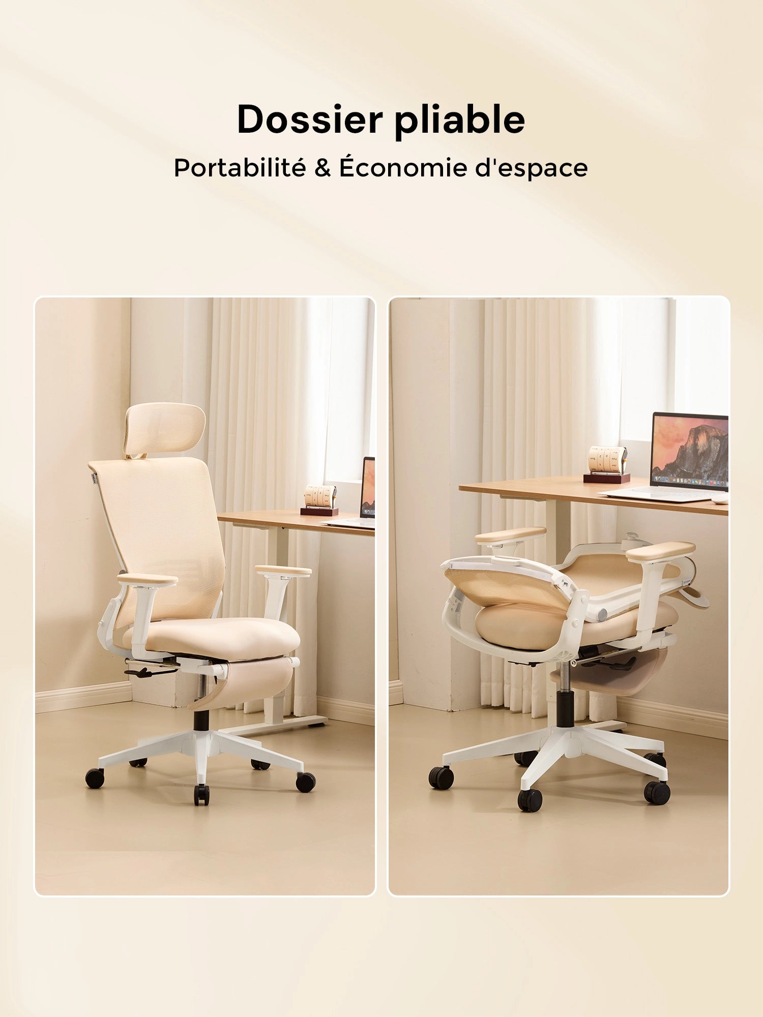 S4 Chaise de bureau ergonomique avec dossier rabattable