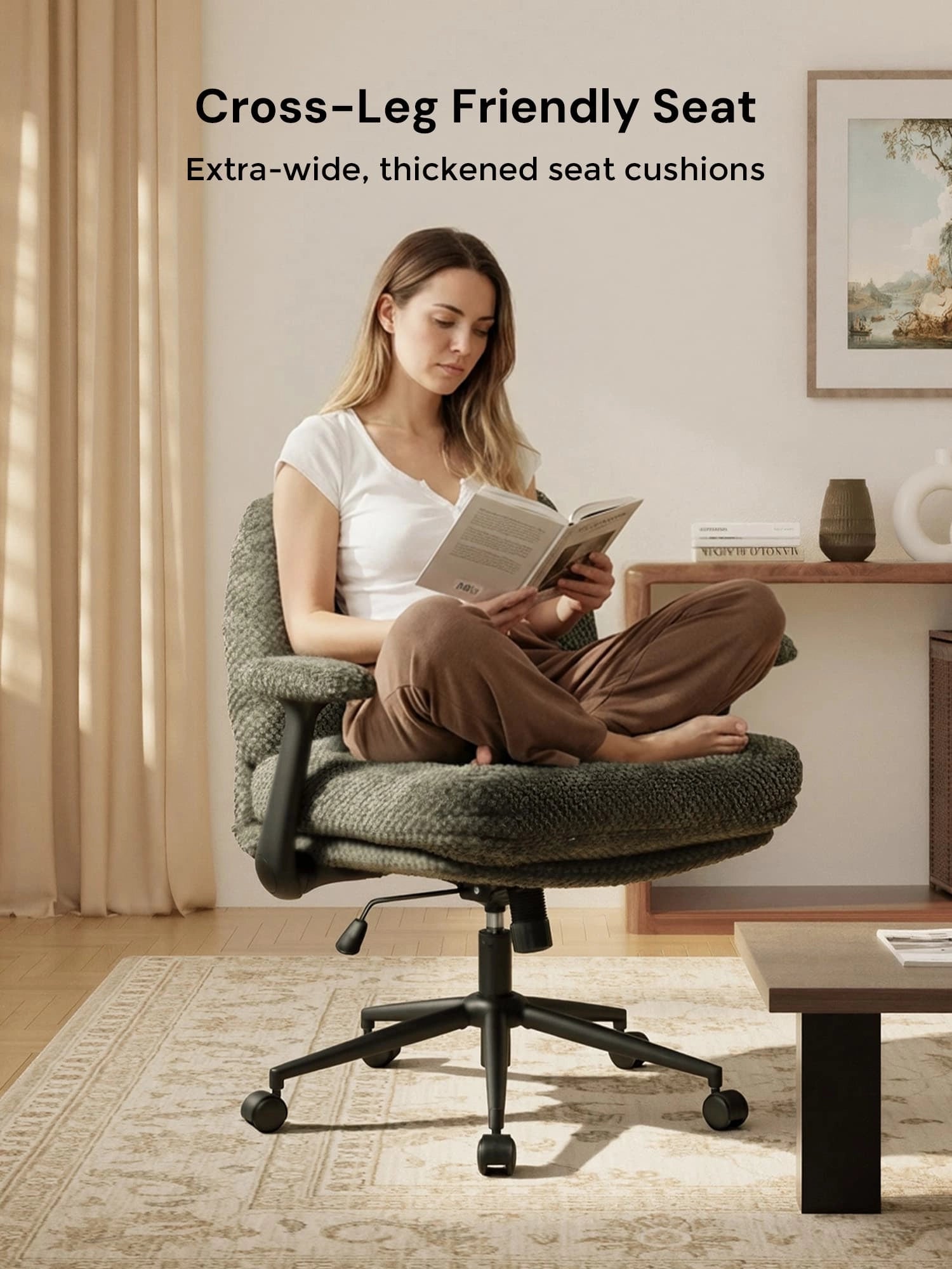 P5 Chaise croisée avec assise extra-large et accoudoirs relevables