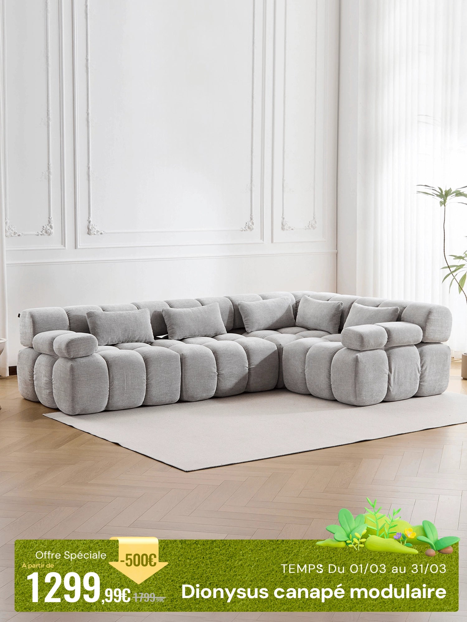 Dionysus Canapé Sectionnel Compressé Design de Luxe