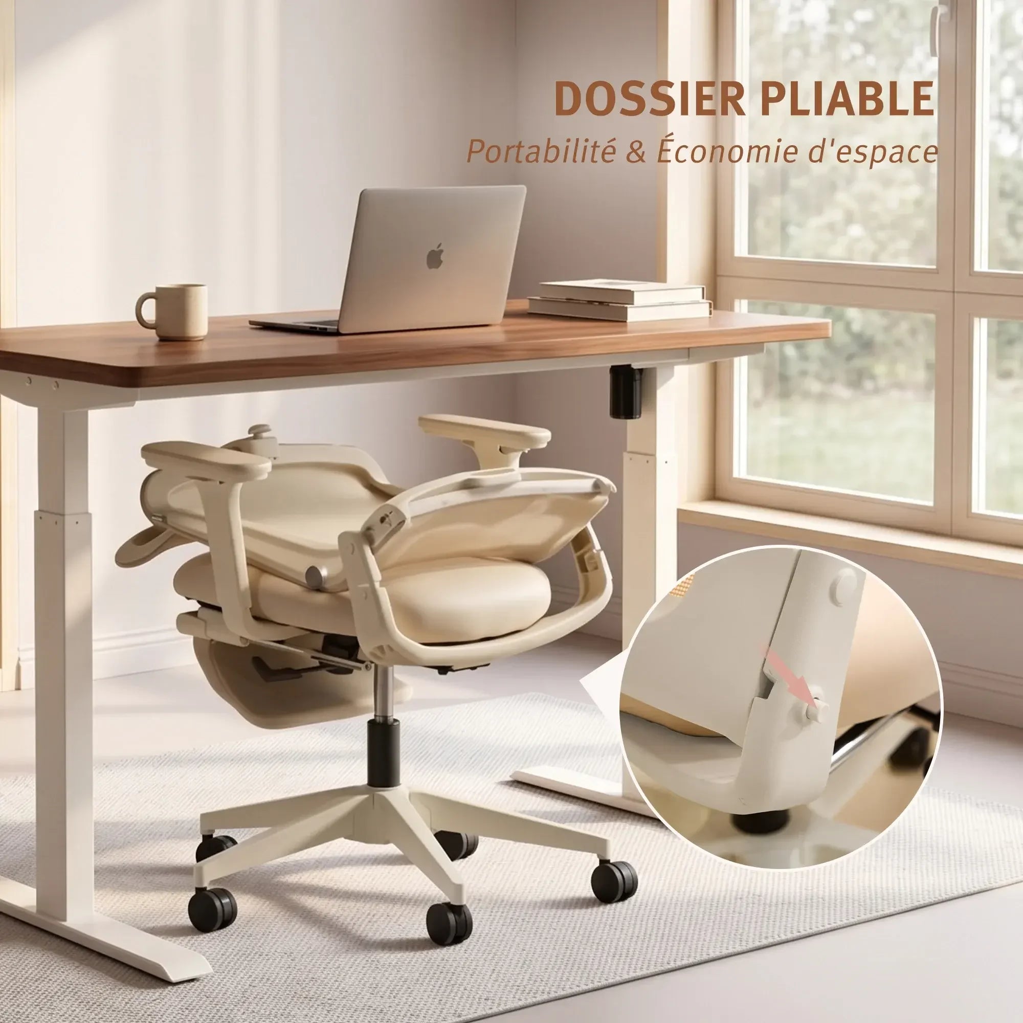 S4 Chaise de bureau ergonomique avec dossier rabattable
