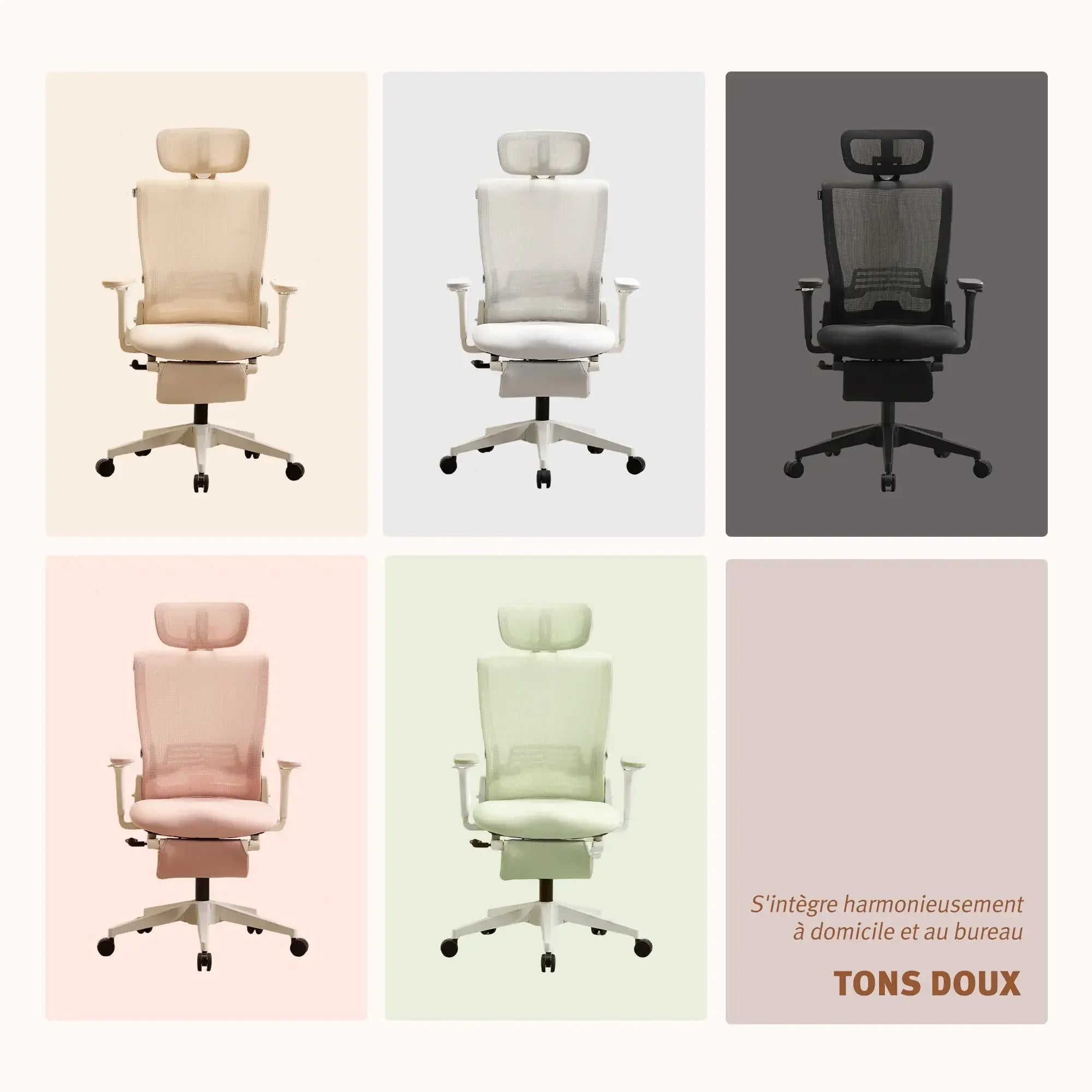 S4 Chaise de bureau ergonomique avec dossier rabattable