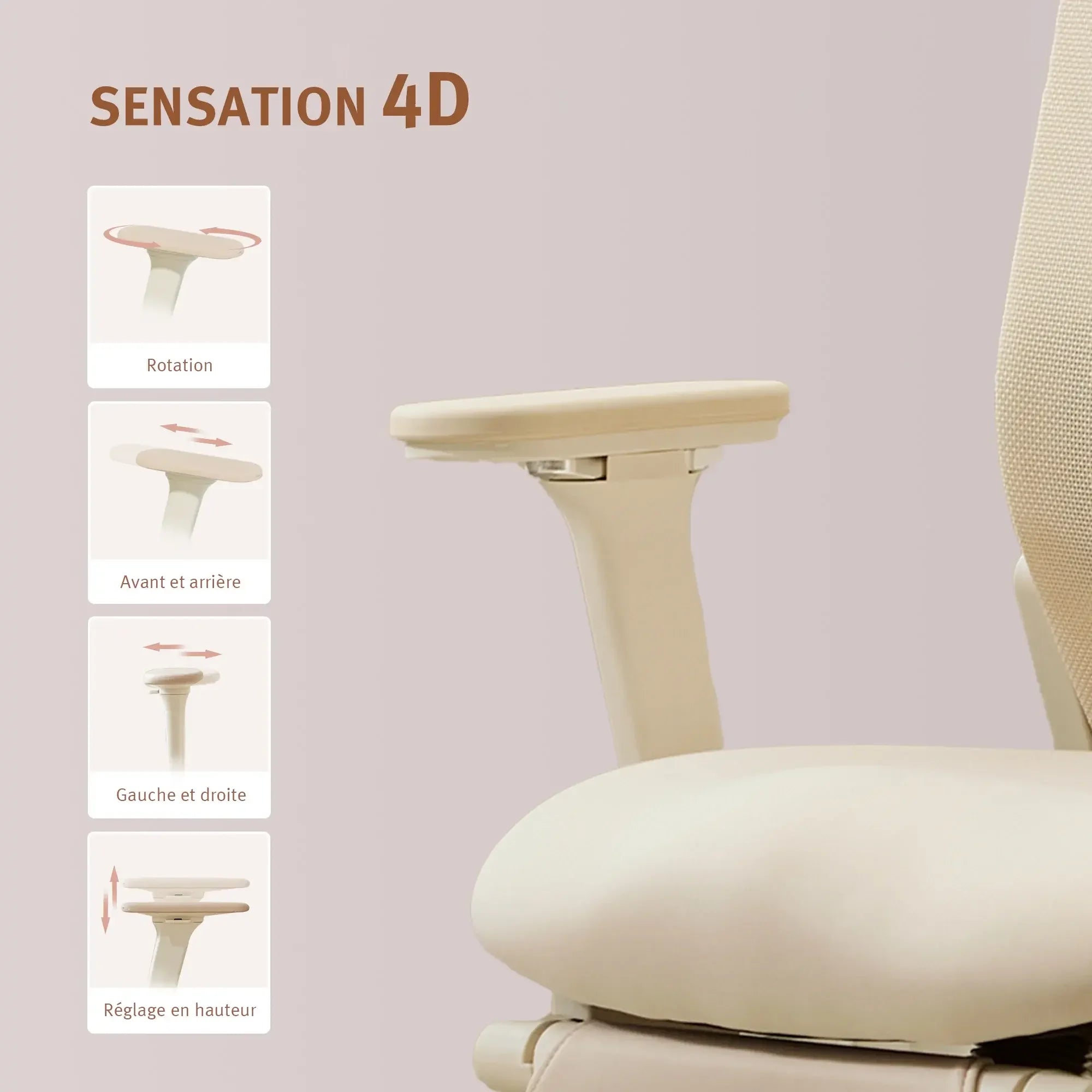 S4 Chaise de bureau ergonomique avec dossier rabattable
