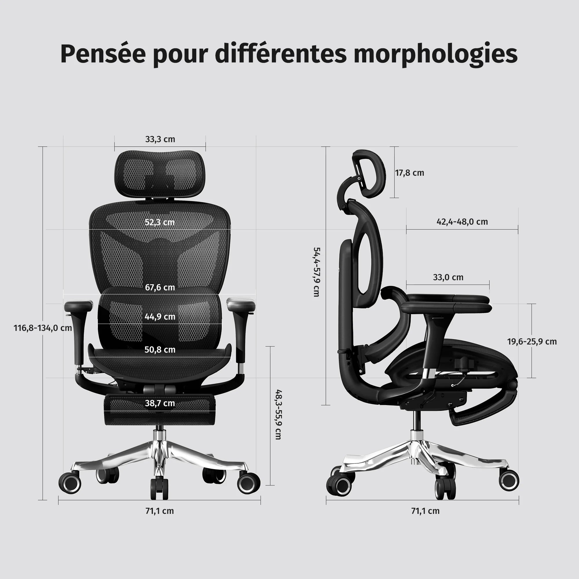 S9 Pro Chaise de bureau ergonomique avec réglage One-Touch