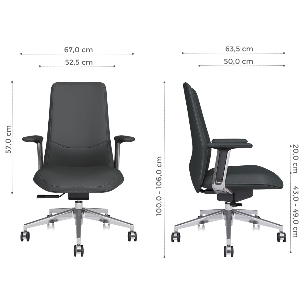 Neris Chaise de Bureau en Cuir Mi-Dossier avec Meilleur Rapport Qualité-Prix