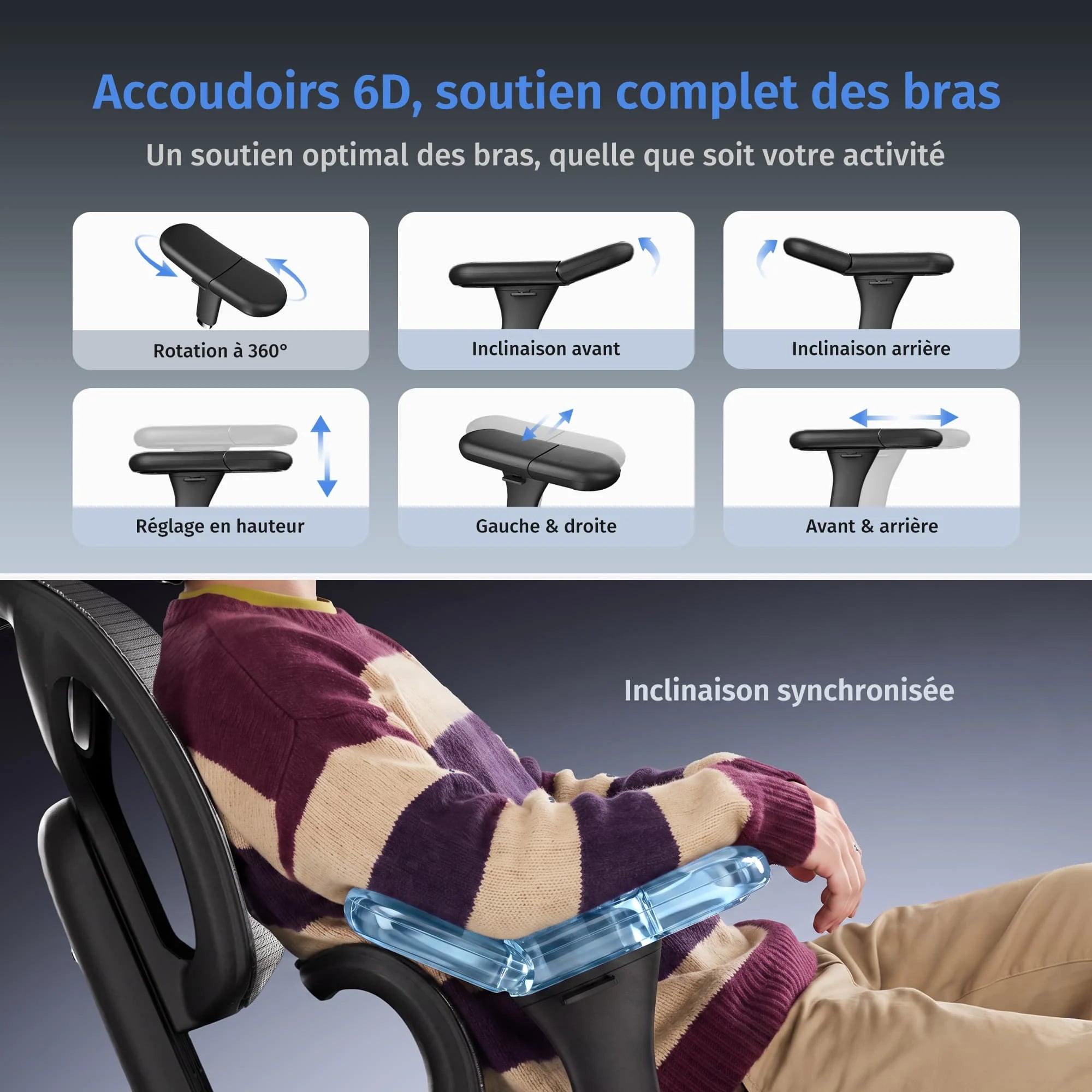 S9 Pro Chaise de bureau ergonomique avec réglage One-Touch