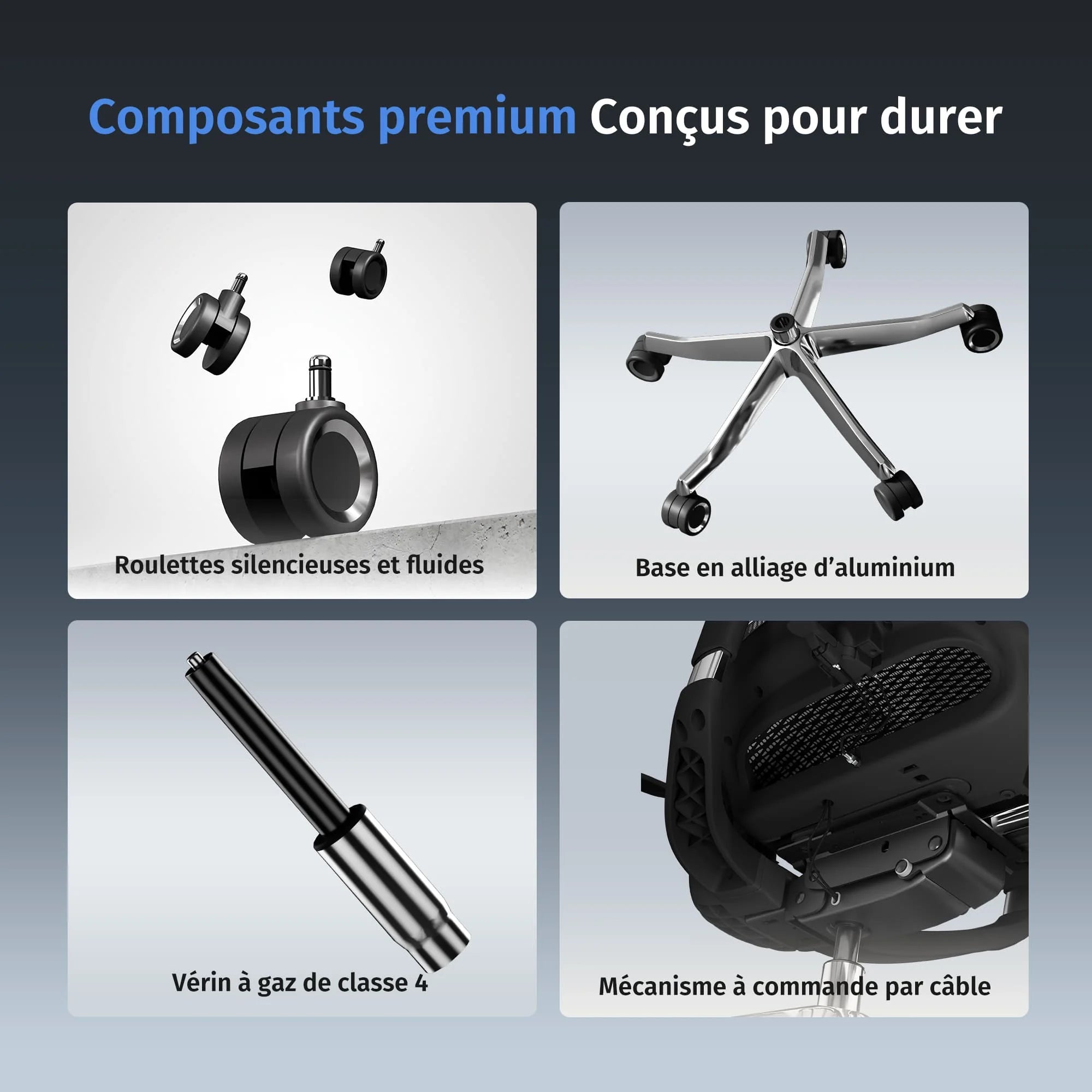 S9 Pro Chaise de bureau ergonomique avec réglage One-Touch