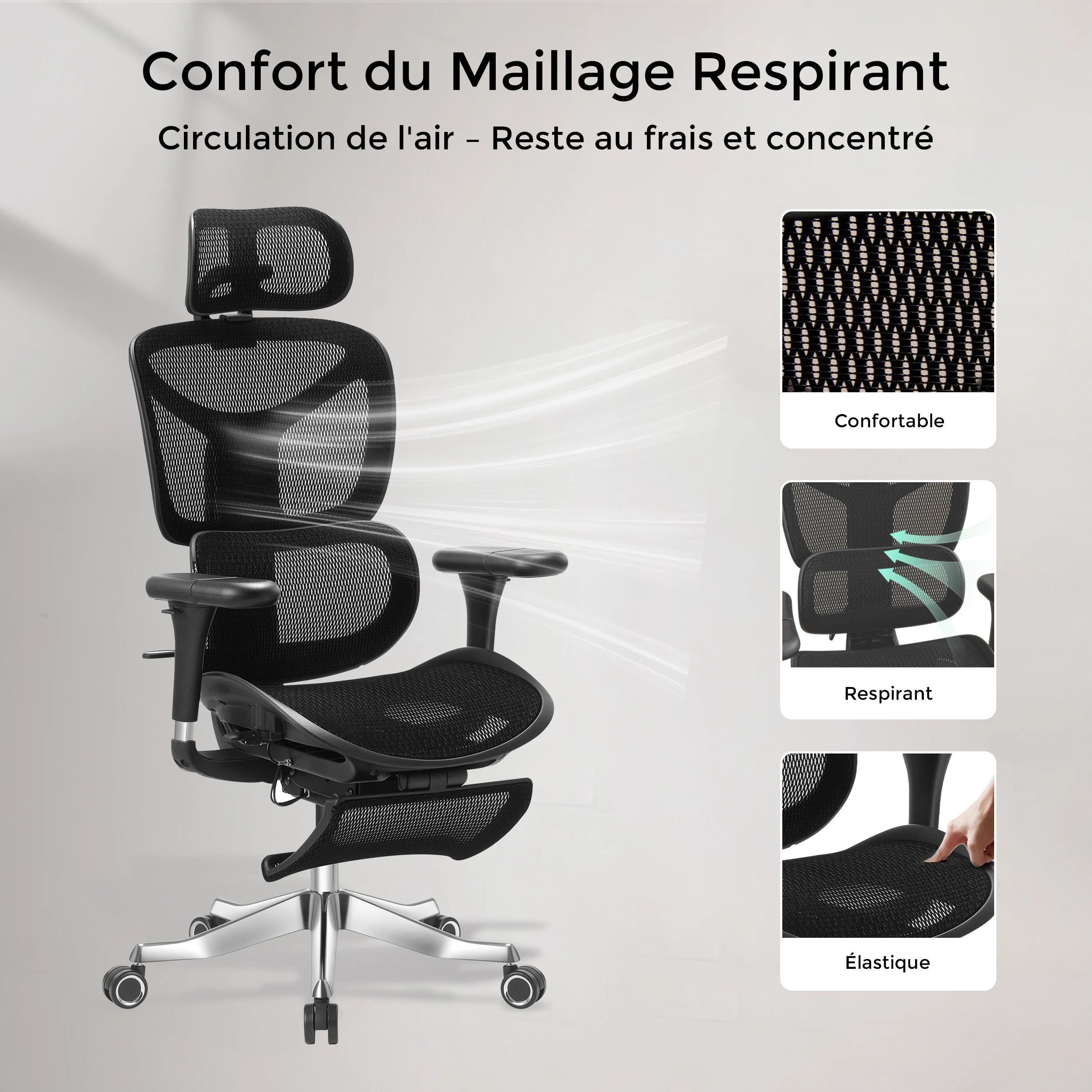 S9 Pro Chaise de bureau ergonomique avec réglage One-Touch